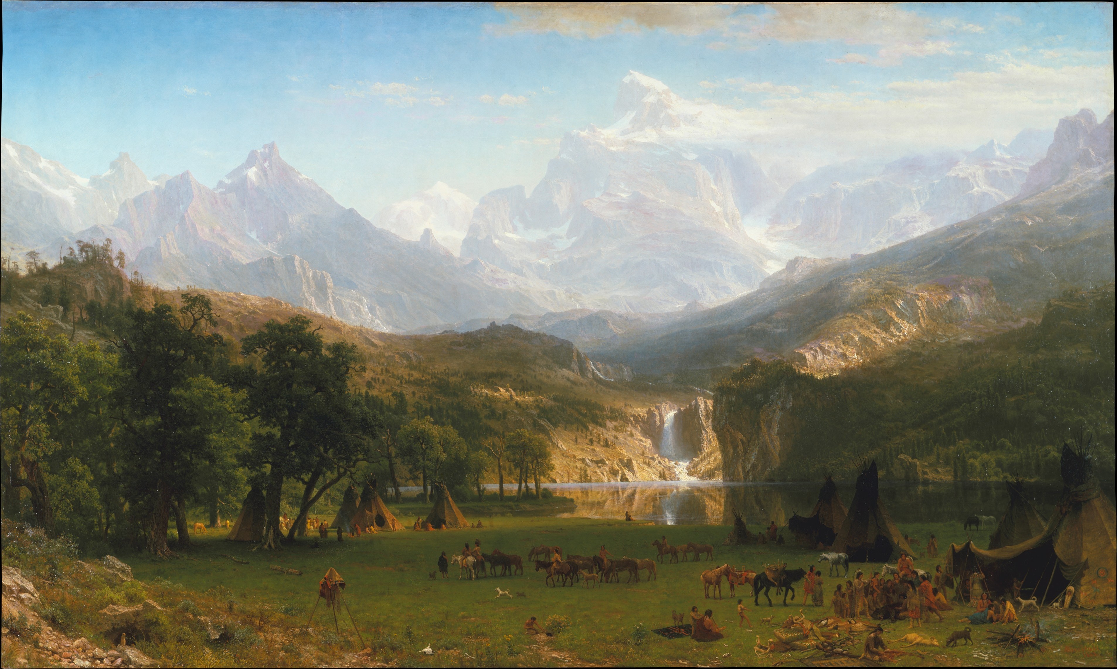 Bannière Paysage d'une plaineavec des habitants et des chevaux